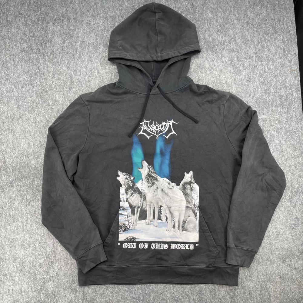 Allsaints Hoodie Mens Medium Out Of This World Wolf Howling Wolf Black Pullover